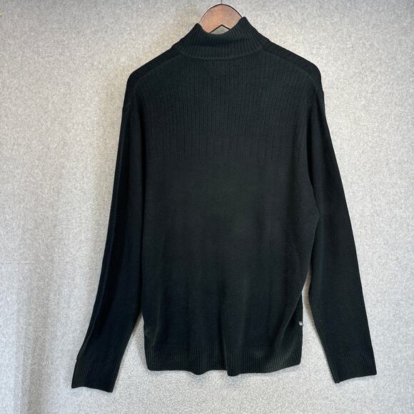 Geoffrey Beene Sweater Mens Size XL Black Quarter Zip Long Sleeve Pullover - Picture 2 of 9